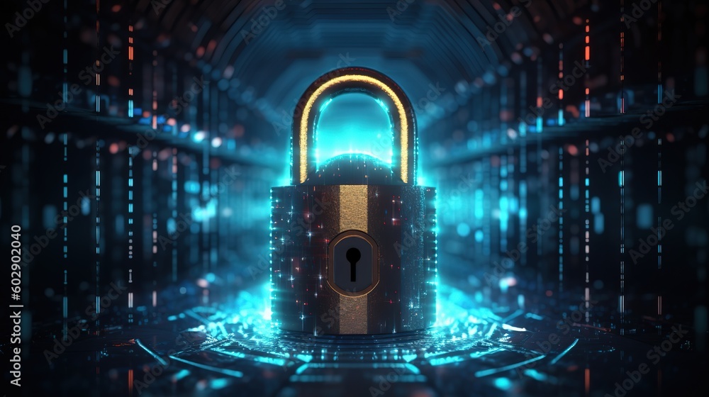 Poster Cybersecurity and privacy concepts to protect data.Generative AI