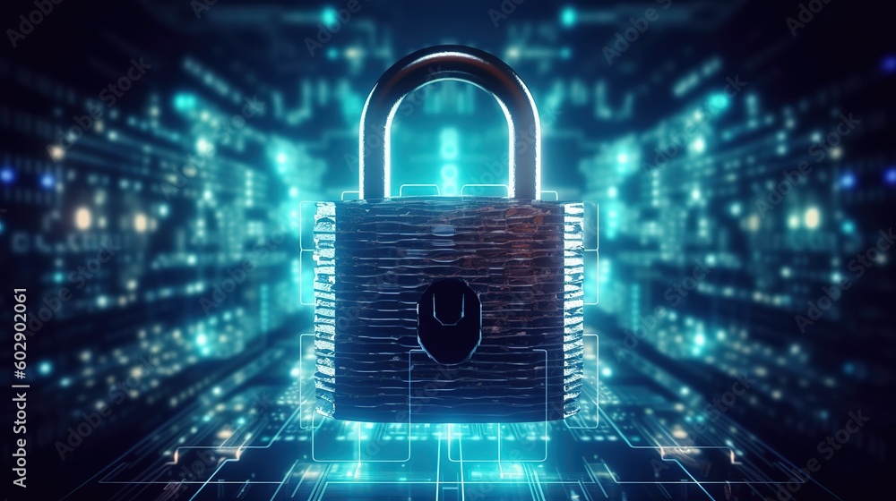 Poster Cybersecurity and privacy concepts to protect data.Generative AI