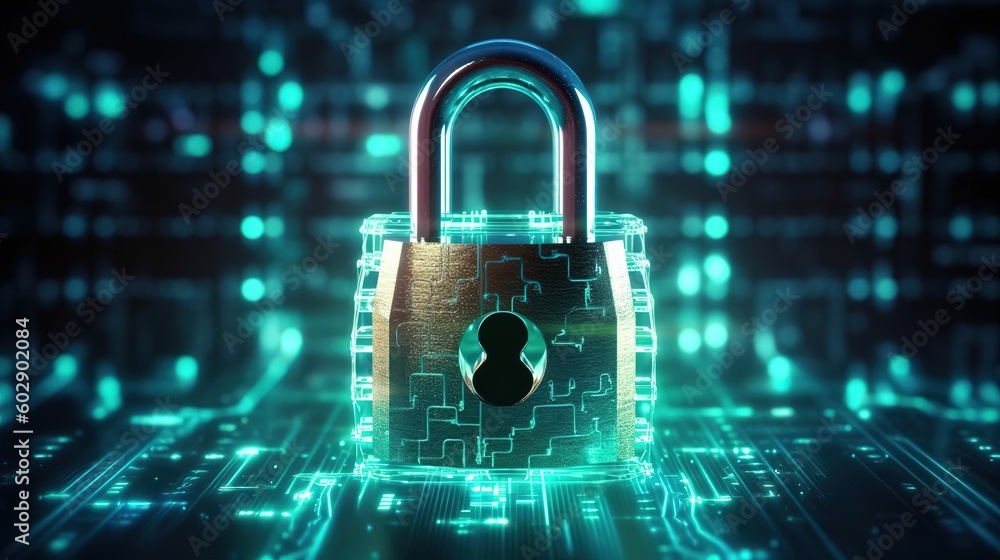 Poster Cybersecurity and privacy concepts to protect data.Generative AI