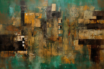 Urban Mosaic: A Vibrant Patchwork of Grunge, Imagistic Expression, and Eclectic Collage on a Grand Canvas AI generated