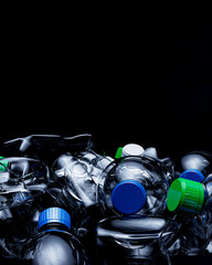 Large collection of clear used water bottles grouped together in a rubbish pile concept 3d render
