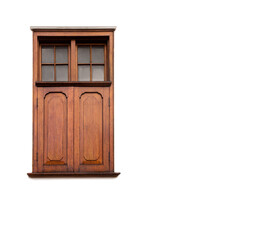 Door, wood and isolated home design in a studio with white background and architecture. Vintage,...