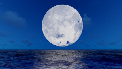 Naklejka na ściany i meble The rising moon at sea