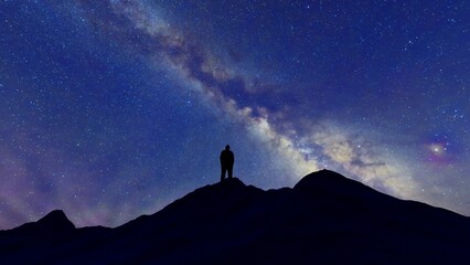 people looking up at the starry sky in the mountains © 永明