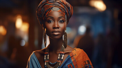 Generative Ai. a woman in an african headdress and turban