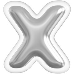 Alphabet Letter X Silver 3d font