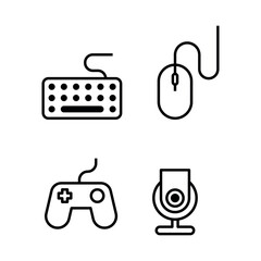 Devices flat line icons set.