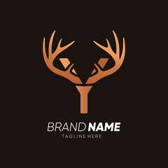 Letter Y Deer Antlers Logo Design Vector Icon Graphic Illustration Background Template
