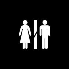 WC sign toilet icon  isolated on black background
