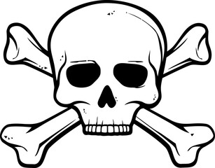 Skull and crossed bones - pirate symbol. PNG illustration.