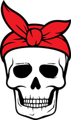 Skull with Bandana PNG Illustration
