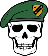 Skull with military beret PNG illustration