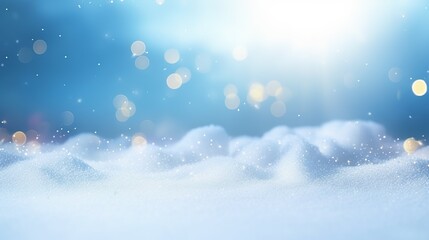 Fototapeta premium Winterlicher Hintergrund, Schnee, Licht, funkeln, Bokeh, generative AI, Weihnachten, Dekoration