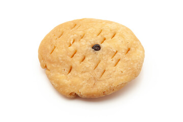 Close-up of salted Masala crispy and crunchy Mathri or Matthi. Isolated on white background.