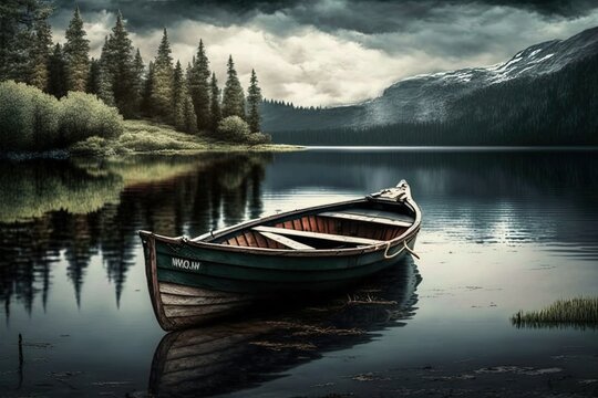 Lonely boat at lake © Настя Шевчук