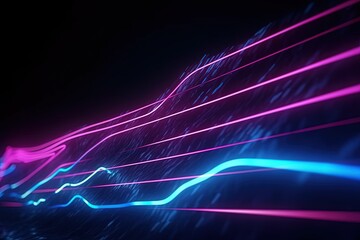 abstract futuristic background with pink blue glowing neon moving high speed wave lines and bokeh lights. Data transfer concept Fantastic wallpaper, Ai Generative
