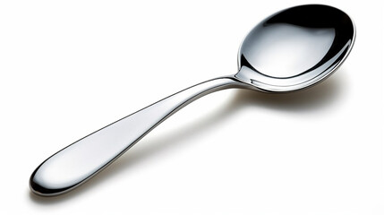 A silver spoon on a white background. Generative AI