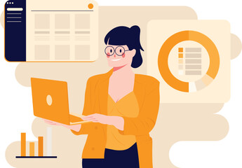 Data Analyst Woman Flat Character