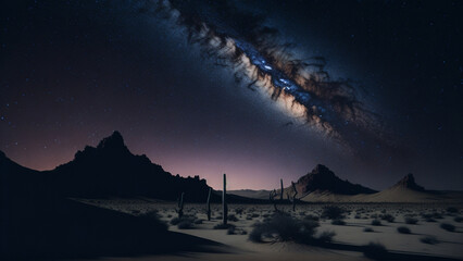 3d effect - desert night sky milkyway 