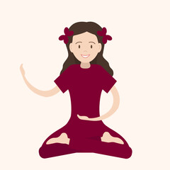 simple vector illustration girl making yoga