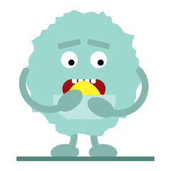 Simple vector illustration green monster with open mouth