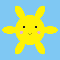 simple vector cartoon illustration yellow sun on blue