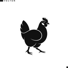 Fototapeta na wymiar Black hen. Farm animal sign