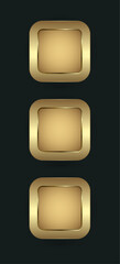 Groups of Three rectangle blank, button, banner, user interface in gold and premium for website UX,UI  vector concepts design