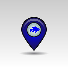 Fish location icon. Illustration of fish location icons on white background. - 602915846