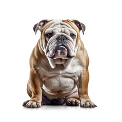 Obraz premium puppy of english bulldog sitting isolated on white background