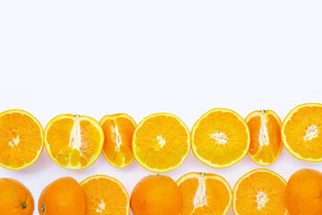 Orange fruit on white background.