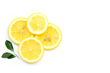 Fototapeta na wymiar Fresh lemon slices isolated on white