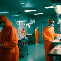 doctors suited up for surgery