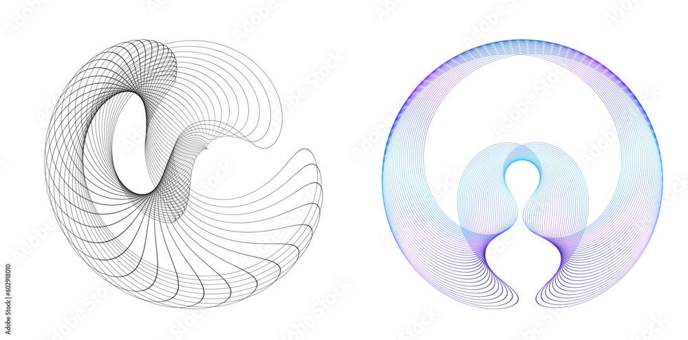 Poster set design element circle. isolated bold vector colors golden ring from. abstract glow wavy stripes 