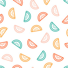 Seamless pattern with colorful watermelon slice