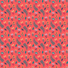 Floral seamless pattern, Flower endless background, Spring bouquet, Summer garden print, Flowers and leaves wallpaper