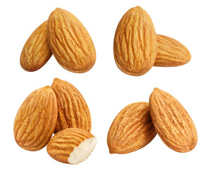 Set of delicious almonds cut out