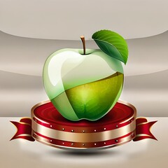 green apple with ribbon