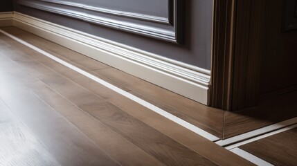 Obraz premium house detail design wooden floor and wall moulding treatment detail daytime, image ai generate