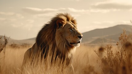 Fototapeta na wymiar Lion in the sunset