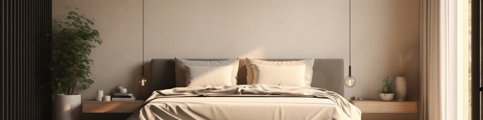 white soft clean and hygienic healthy pillow closeup bedroom interior daylight home interior, image ai generate