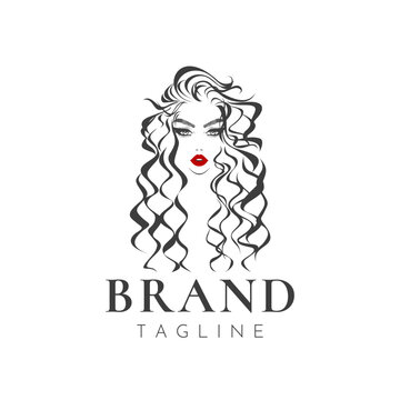 Beauty logo for business, Brand logo design, Hair extensions logo, hairdresser icon design, isolated on white background. Vector illustration