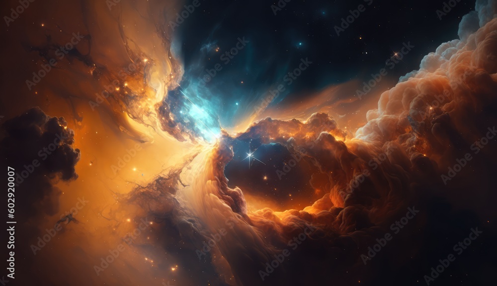 Wall mural beautiful space and nebula background made with generative ai