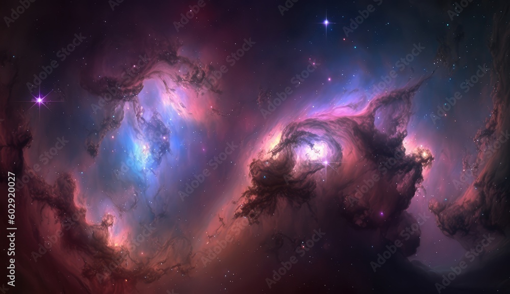 Wall mural beautiful space and nebula background made with generative ai