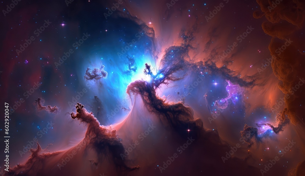Wall mural beautiful space and nebula background made with generative ai