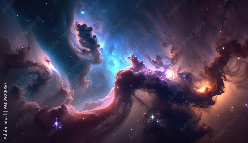 Poster beautiful space and nebula background made with generative ai