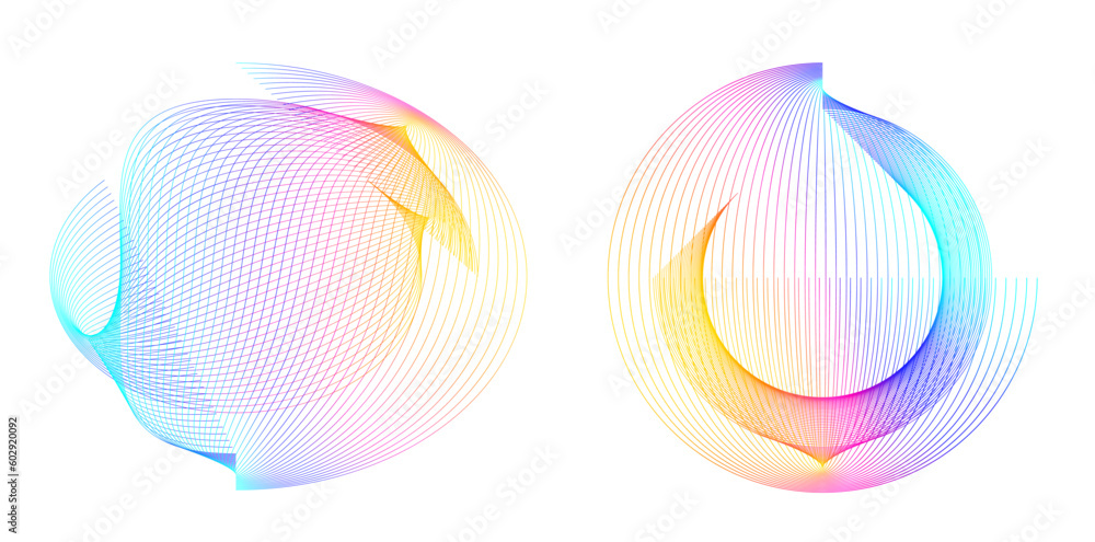 Poster set design element circle. isolated bold vector colors golden ring from. abstract glow wavy stripes 