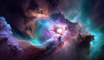 Obraz na płótnie Canvas Beautiful space and nebula background made with generative ai