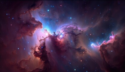 Beautiful space and nebula background made with generative ai