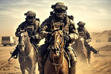 AI generated image of special forces on horses
